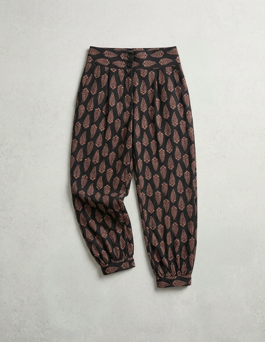 Pantalón Bombacho Estampado Boteh