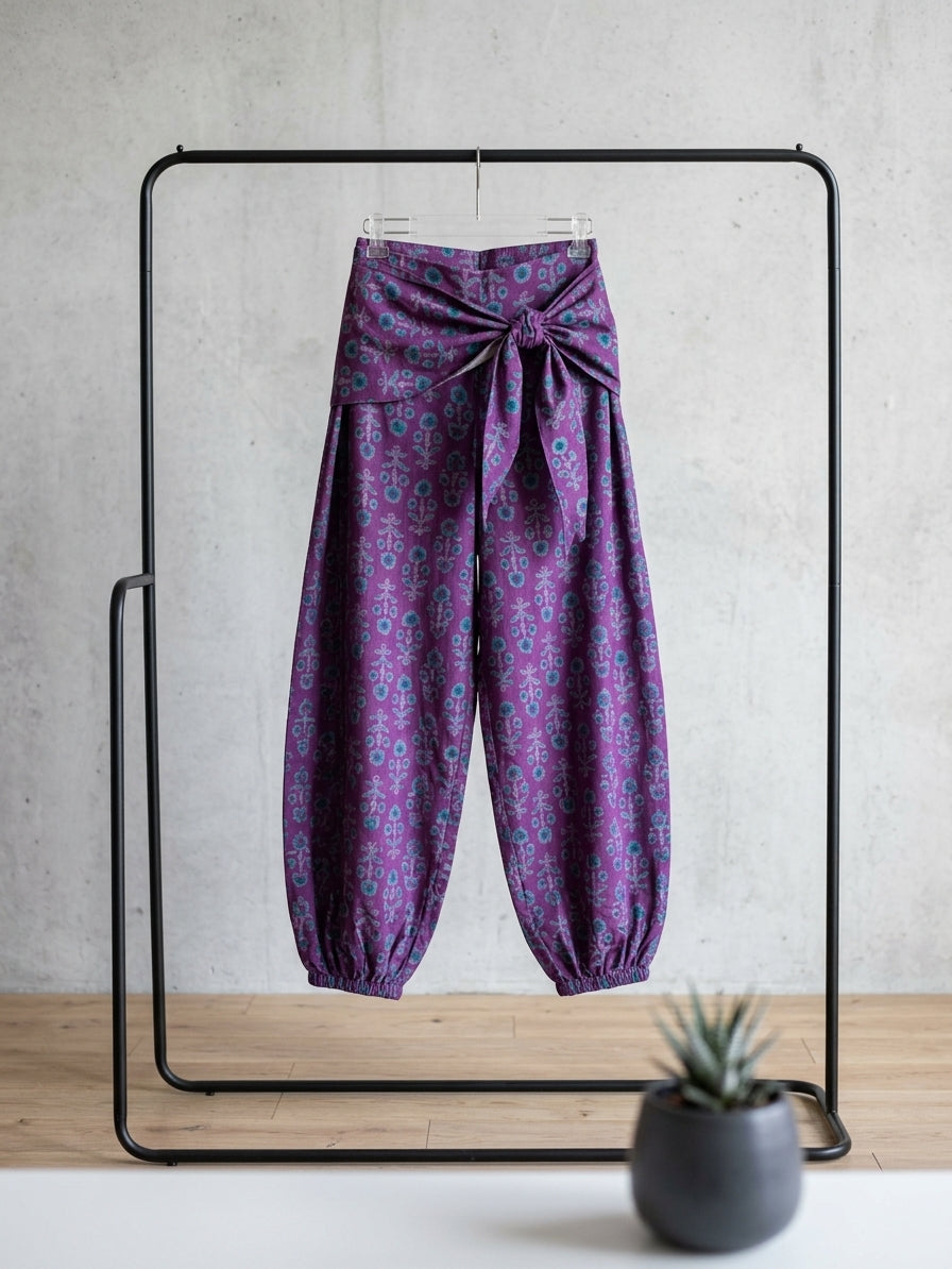Pantalón Bombacho Floral Morado
