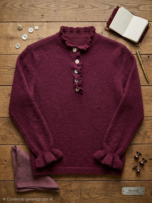 Jersey Romántico Burdeos con Botones